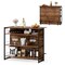 Rustic Brown Kitchen Island with Wine Rack & 3 Shelves – Engineered Board & Metal Frame